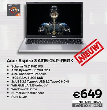 Promoties Acer aspire 3 a315-24p-r5gk - Acer - Geldig van 01/05/2023 tot 31/05/2023 bij Compudeals