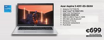Promoties Acer aspire 3 a317-53-56xh - Acer - Geldig van 01/05/2023 tot 31/05/2023 bij Compudeals