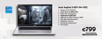 Promoties Acer aspire 3 a317-54-71ez - Acer - Geldig van 01/05/2023 tot 31/05/2023 bij Compudeals