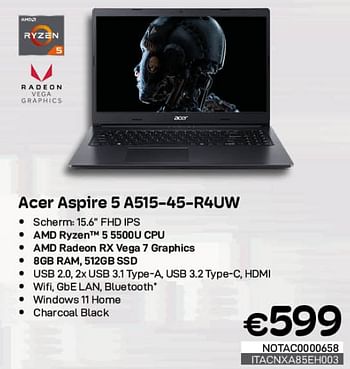 Promoties Acer aspire 5 a515-45-r4uw - Acer - Geldig van 01/05/2023 tot 31/05/2023 bij Compudeals