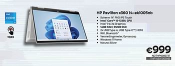 Promoties Hp pavilion x36014-ek1005nb - HP - Geldig van 01/05/2023 tot 31/05/2023 bij Compudeals