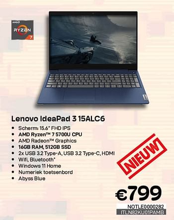 Promoties Lenovo ideapad 3 15alc6 - Lenovo - Geldig van 01/05/2023 tot 31/05/2023 bij Compudeals