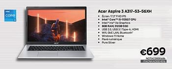 Promotions Acer aspire 3 a317-53-56xh - Acer - Valide de 01/05/2023 à 31/05/2023 chez Compudeals