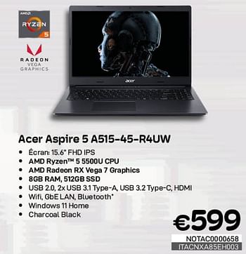 Promotions Acer aspire 5 a515-45-r4uw - Acer - Valide de 01/05/2023 à 31/05/2023 chez Compudeals