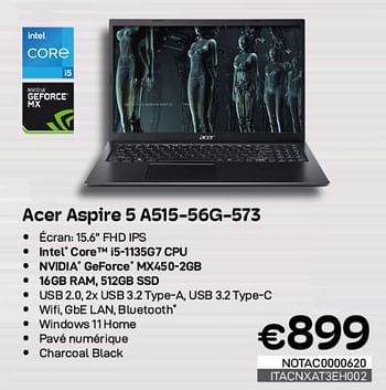Promotions Acer aspire 5 a515-56g-573 - Acer - Valide de 01/05/2023 à 31/05/2023 chez Compudeals