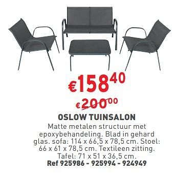 Promoties Oslow tuinsalon - Huismerk - Trafic  - Geldig van 24/05/2023 tot 29/05/2023 bij Trafic