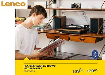 Promotions Lenco platenspeler ls-100wd met speakers - Lenco - Valide de 19/05/2023 à 16/06/2023 chez Supra Bazar