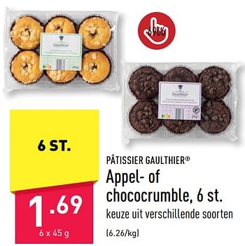 Promoties Appel- of chococrumble - Patissier Gaulthier - Geldig van 26/05/2023 tot 02/06/2023 bij Aldi
