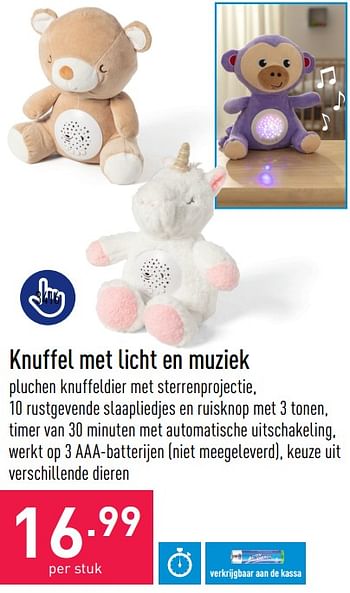 Promoties Knuffel met licht en muziek - Huismerk - Aldi - Geldig van 27/05/2023 tot 02/06/2023 bij Aldi