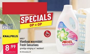 Promoties Vloeibaar wasmiddel fresh sensations - Ariel - Geldig van 26/05/2023 tot 02/06/2023 bij Aldi