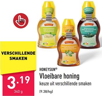 Promotions Vloeibare honing - Honeysun - Valide de 26/05/2023 à 02/06/2023 chez Aldi