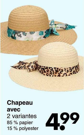 Promotions Chapeau avec - Produit maison - Wibra - Valide de 15/05/2023 à 28/05/2023 chez Wibra