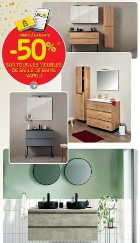 Promotions -50% sur tous les meubles de salle de bains napoli - Produit maison - Brico - Valide de 17/05/2023 à 29/05/2023 chez Brico