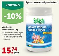 Splash zwembadproducten snelle chloor-Splash