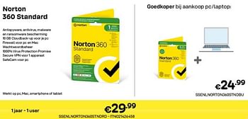 Promoties Norton 360 standard - Norton - Geldig van 01/05/2023 tot 31/05/2023 bij Compudeals