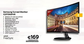 Promoties Samsung curved monitor c27f390fhr - Samsung - Geldig van 01/05/2023 tot 31/05/2023 bij Compudeals