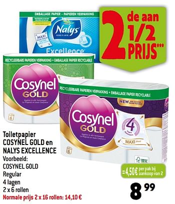 Promoties Toiletpapier cosynel gold regular - Cosynel - Geldig van 17/05/2023 tot 23/05/2023 bij Smatch