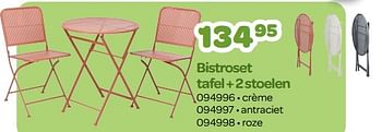 Promoties Bistroset tafel + 2 stoelen - Huismerk - Happyland - Geldig van 15/05/2023 tot 24/06/2023 bij Happyland
