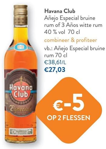 Promoties Havana club añejo especial bruine rum - Havana club - Geldig van 17/05/2023 tot 30/05/2023 bij OKay