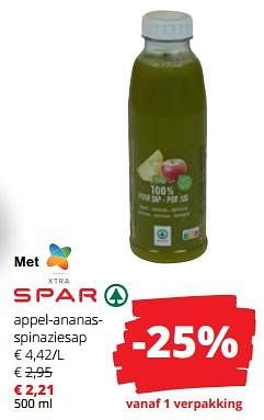 Promoties Appel-ananasspinaziesap - Spar - Geldig van 18/05/2023 tot 31/05/2023 bij Spar (Colruytgroup)