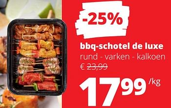 Promoties Bbq-schotel de luxe rund - varken - kalkoen - Huismerk - Spar Retail - Geldig van 18/05/2023 tot 31/05/2023 bij Spar (Colruytgroup)