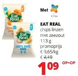 Promoties Eat real chips linzen met zeezout - Eat Real - Geldig van 18/05/2023 tot 31/05/2023 bij Spar (Colruytgroup)