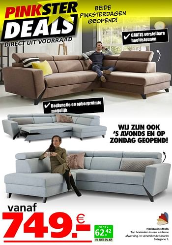 Promoties Hoeksalon emma - Huismerk - Seats and Sofas - Geldig van 22/05/2023 tot 29/05/2023 bij Seats and Sofas