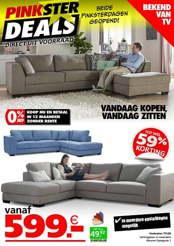 Promoties Hoeksalon tyler - Huismerk - Seats and Sofas - Geldig van 22/05/2023 tot 29/05/2023 bij Seats and Sofas