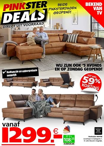 Promoties Hoeksalon wayne - Huismerk - Seats and Sofas - Geldig van 22/05/2023 tot 29/05/2023 bij Seats and Sofas