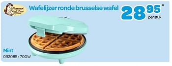 Promoties Bestron wafelijzer ronde brusselse wafel mint - Bestron - Geldig van 15/05/2023 tot 24/06/2023 bij Happyland