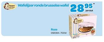 Promoties Bestron wafelijzer ronde brusselse wafel roze - Bestron - Geldig van 15/05/2023 tot 24/06/2023 bij Happyland