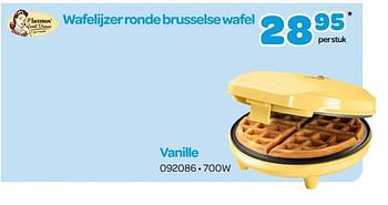 Promoties Bestron wafelijzer ronde brusselse wafel vanille - Bestron - Geldig van 15/05/2023 tot 24/06/2023 bij Happyland