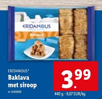 Promoties Baklava met siroop - Eridanous - Geldig van 24/05/2023 tot 30/05/2023 bij Lidl