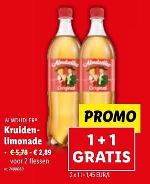 Promotions Kruidenlimonade - Almdudler - Valide de 24/05/2023 à 30/05/2023 chez Lidl