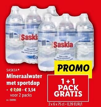 Promotions Mineraalwater met sportdop - Saskia - Valide de 24/05/2023 à 30/05/2023 chez Lidl