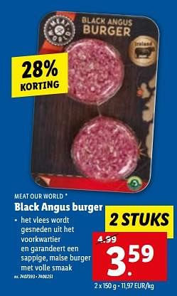 Promoties Black angus burger - Meat our World - Geldig van 24/05/2023 tot 30/05/2023 bij Lidl