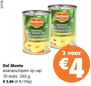 Promoties Del monte ananasschijven op sap - Del Monte - Geldig van 17/05/2023 tot 30/05/2023 bij Colruyt