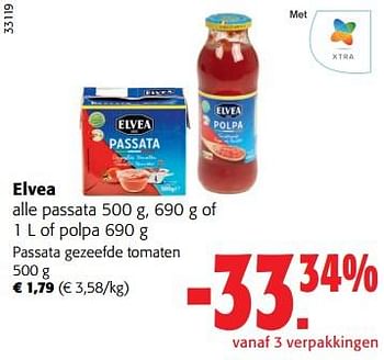 Promoties Elvea passata gezeefde tomaten - Elvea - Geldig van 17/05/2023 tot 30/05/2023 bij Colruyt