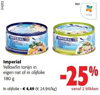 Promoties Imperial yellowfin tonijn in olijfolie - Imperial - Geldig van 17/05/2023 tot 30/05/2023 bij Colruyt