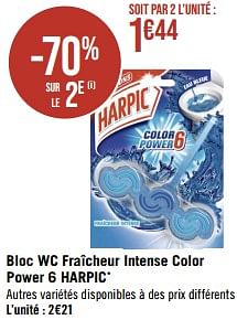 Promotions Bloc wc fraîcheur intense color power 6 harpic - Harpic - Valide de 22/05/2023 à 04/06/2023 chez Super Casino
