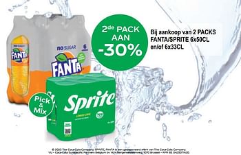 Promoties 2de pack aan -30% bij aankoop van 2 packs fanta-sprite - Huismerk - Alvo - Geldig van 31/05/2023 tot 13/06/2023 bij Alvo