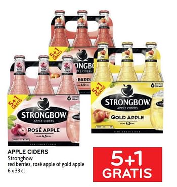 Promotions Apple ciders strongbow 5+1 gratis - Strongbow - Valide de 31/05/2023 à 13/06/2023 chez Alvo
