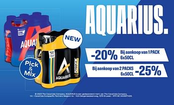 Promoties Aquarius -20% bij aankoop van 1 pack -25% bij aankoop van 2 packs - Aquarius - Geldig van 31/05/2023 tot 13/06/2023 bij Alvo
