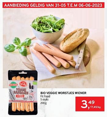 Promotions Bio veggie worstjes wiener fit food - Fitfood - Valide de 31/05/2023 à 06/06/2023 chez Alvo