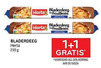 Promotions Bladerdeeg herta 1+1 gratis - Herta - Valide de 31/05/2023 à 13/06/2023 chez Alvo