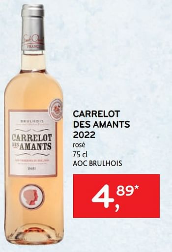 Promoties Carrelot des amants 2022 rosé - Rosé wijnen - Geldig van 31/05/2023 tot 13/06/2023 bij Alvo