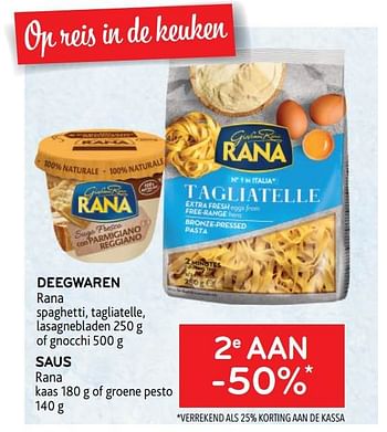 Promoties Deegwaren rana + saus rana 2e aan -50% - Giovanni rana - Geldig van 31/05/2023 tot 13/06/2023 bij Alvo
