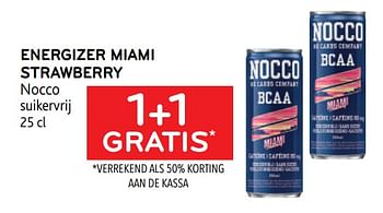 Promoties Energizer miami strawberry nocco 1+1 gratis - Nocco - Geldig van 31/05/2023 tot 13/06/2023 bij Alvo