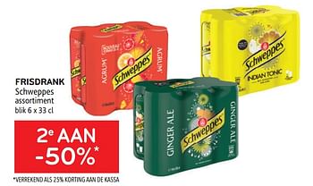 Promoties Frisdrank schweppes 2e aan -50% - Schweppes - Geldig van 31/05/2023 tot 13/06/2023 bij Alvo