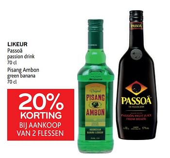 Promoties Likeur passoã 20% korting bij aankoop van 2 flessen - Passoa - Geldig van 31/05/2023 tot 13/06/2023 bij Alvo
